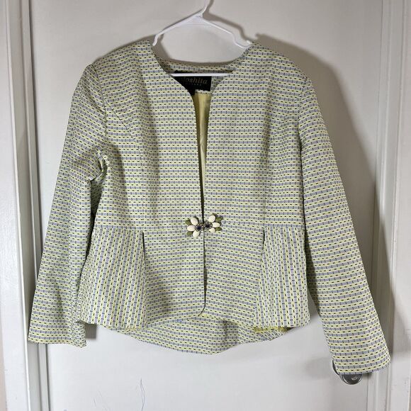 Moshita Couture Long Sleeve Blazer Yellow Womens Sz 18 Elegant - Picture 1 of 9